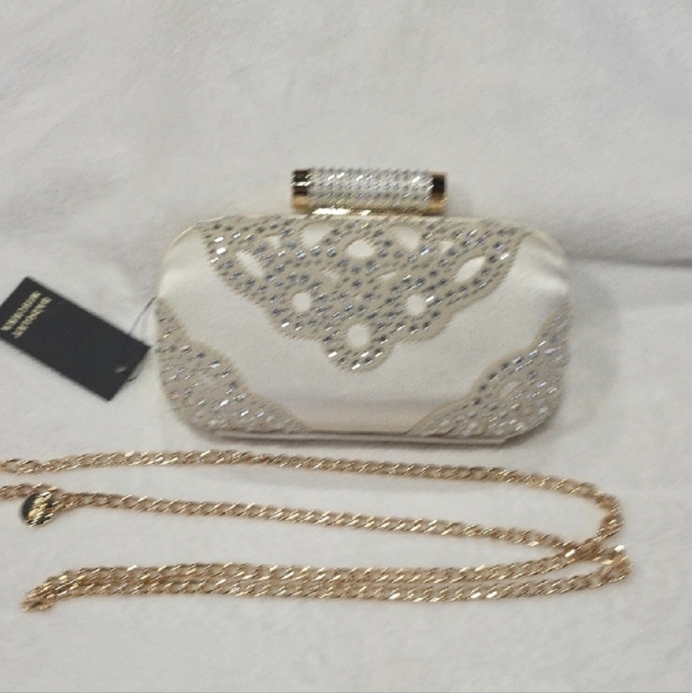 Badgley Mischka NWT Satin Rhinestone Clutch: Black & Ivory Available - Picture 5 of 9